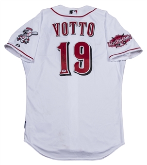 2015 Joey Votto Game Used & Signed/Inscribed Cinncinatti Reds Home Jersey Worn on 9/11/15 (MLB Authenticated & PSA/DNA)